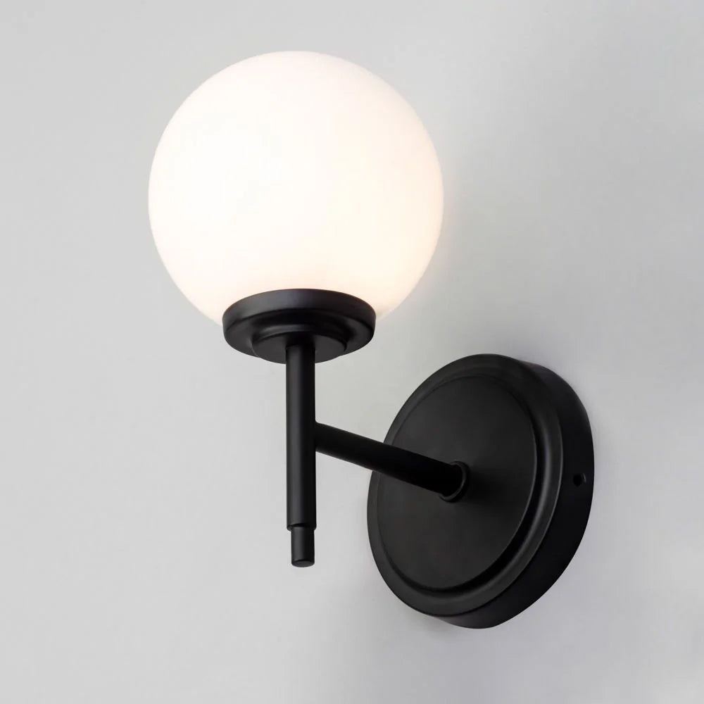 PORTO | Globe Glass Waterproof Wall Light Fitting | G9 | IP44 | Black