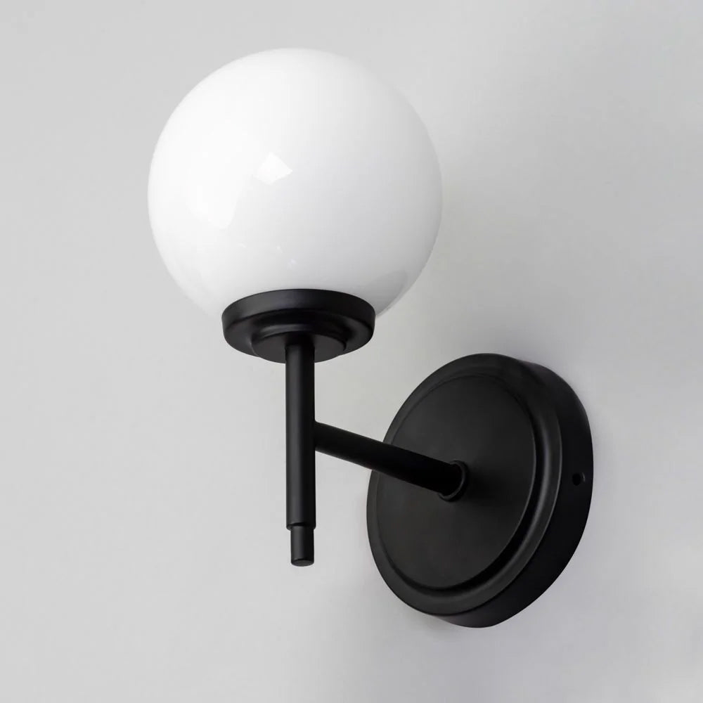 PORTO | Globe Glass Waterproof Wall Light Fitting | G9 | IP44 | Black