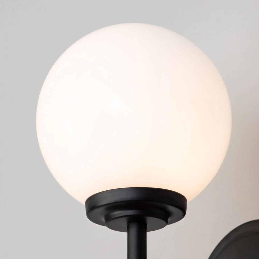PORTO | Globe Glass Waterproof Wall Light Fitting | G9 | IP44 | Black