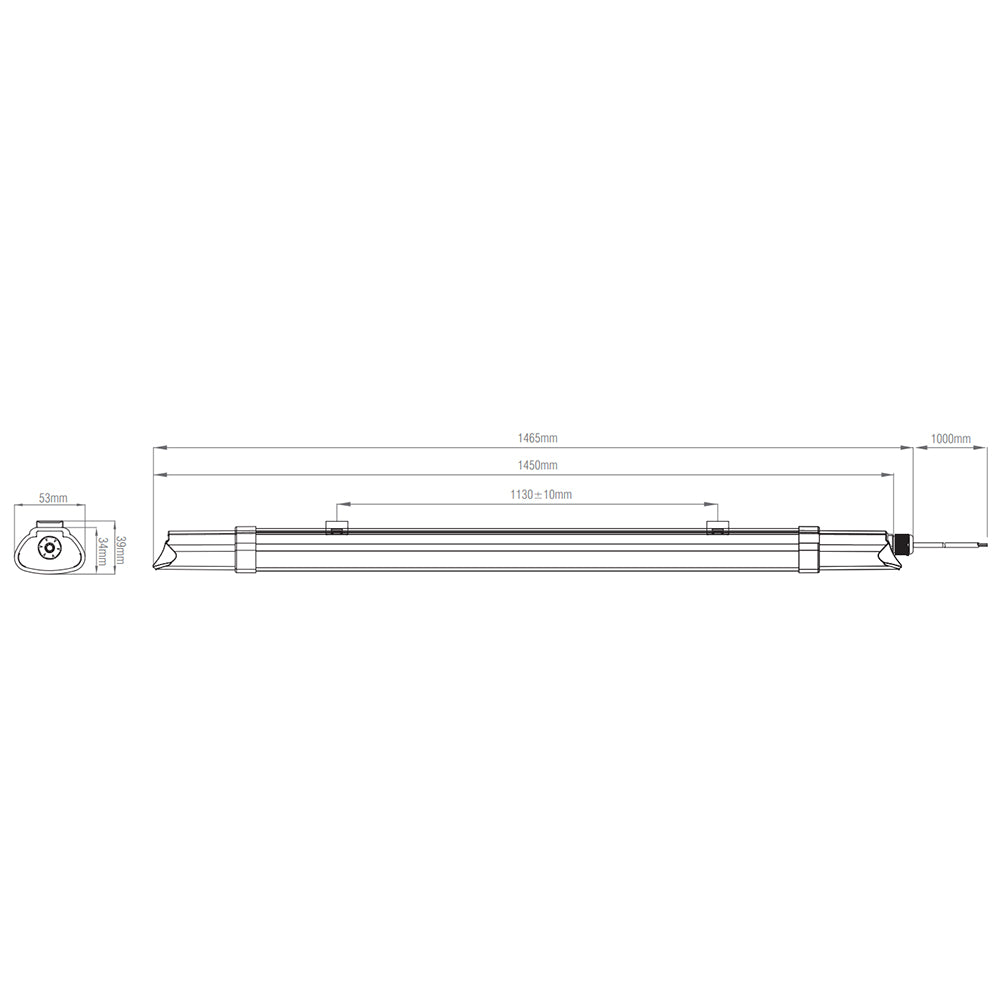 ECO LED Non-Corrosive Batten Light | 5ft Single 1450mm | 5W 3300lm | 4000K Neutral White | IP65 | Standard