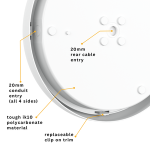 EUSTON CE3X5 | Round Bulkhead Light Fitting | LED Multi Wattage 8-16W | CCT 5-Colour | IP65 | 3hr Emergency | Chrome