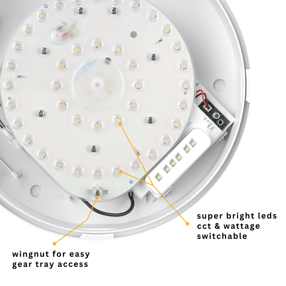 EUSTON CE3X5 | Round Bulkhead Light Fitting | LED Multi Wattage 8-16W | CCT 5-Colour | IP65 | 3hr Emergency | Chrome