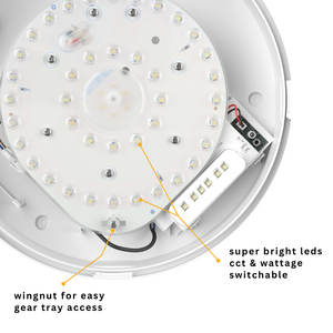 EUSTON CE3X5 | Round Bulkhead Light Fitting | LED Multi Wattage 8-16W | CCT 5-Colour | IP65 | 3hr Emergency | Chrome