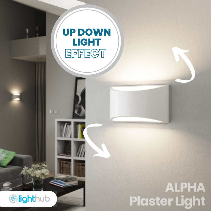 ALPHA G9 LED Up Down Curved Plaster Uplighter Fitting | 3000K Warm ...