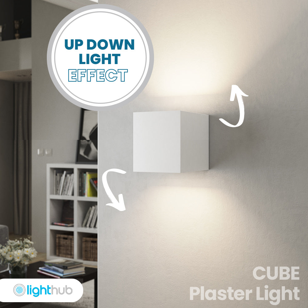 CUBE LED G9 Square Paintable Plaster Wall Up Down Light | 3000K Warm ...