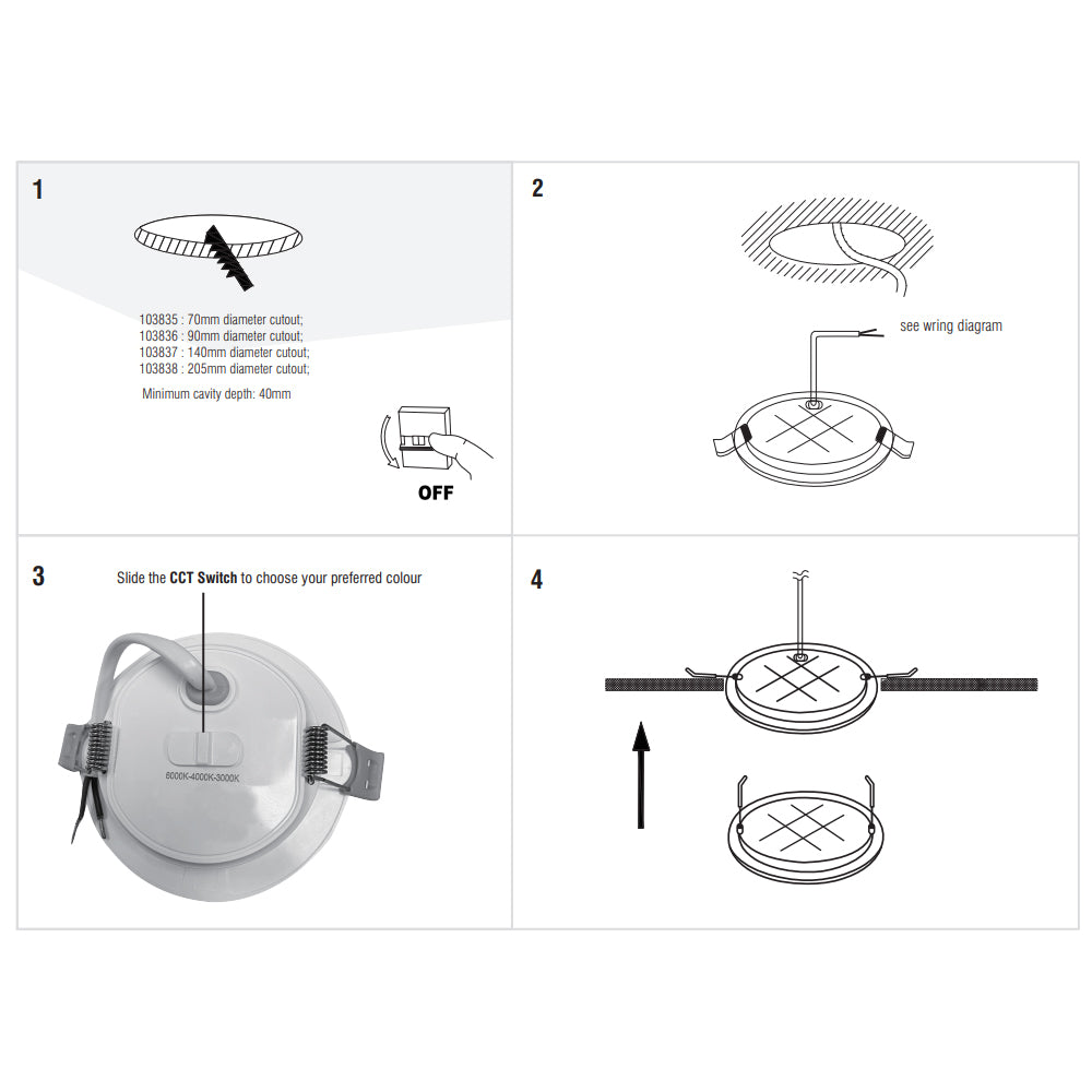CIRCO | LED Recessed Round Commercial Downlight Fitting | 24W 2100lm | CCT Tri-Colour | IP20