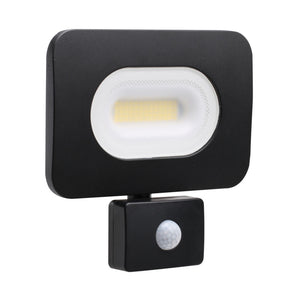 LED Mains Slim Flood Security Light | 50W 4000lm 4000K | IP65 | Black | PIR Motion Sensor