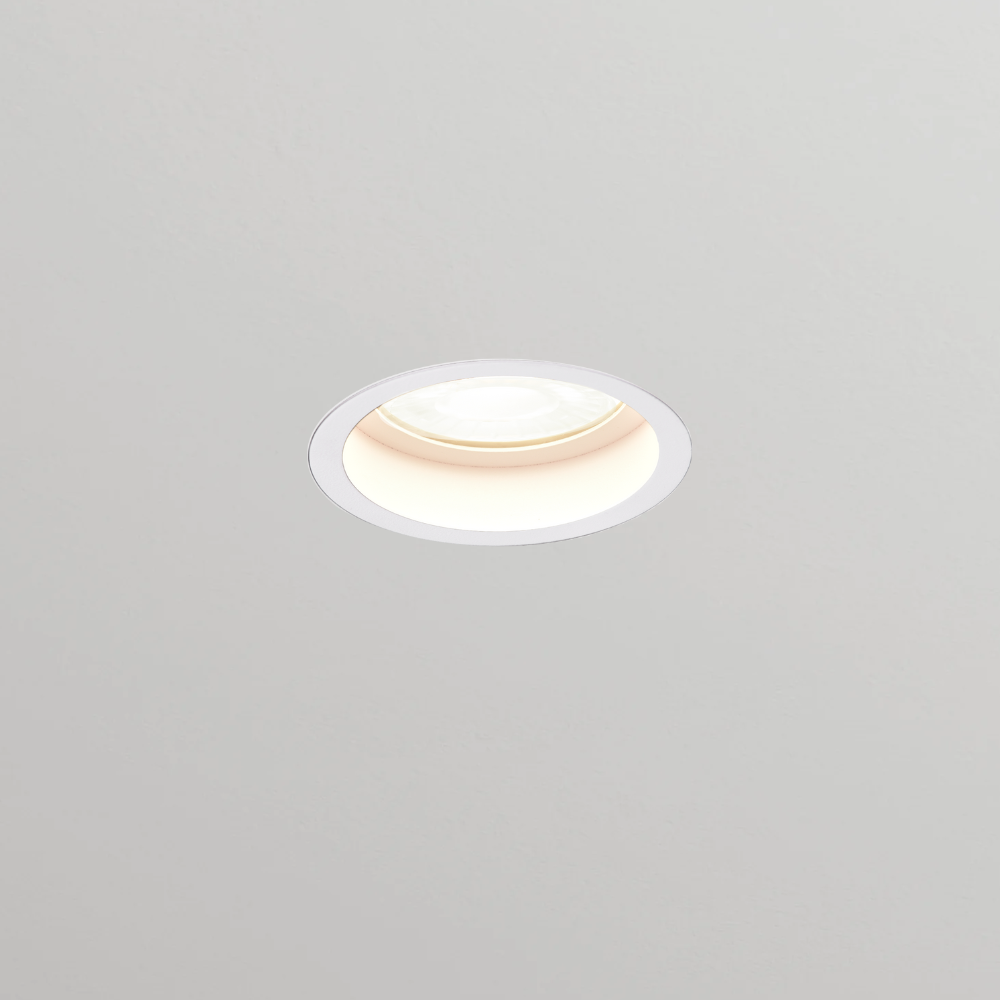 LIMA | Plaster-in Trimless Round | Fire Rated | Baffle Anti Glare Downlight | GU10 | White