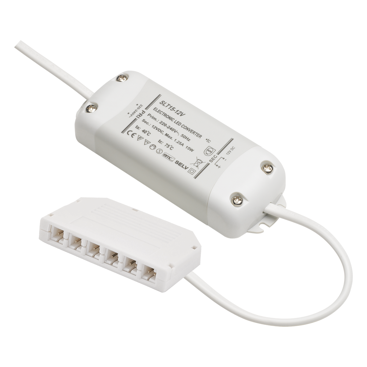 12V DC 15W LED Driver | 6 Way TOP Output | UK Plug