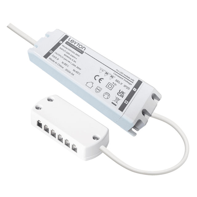 Compact LED Driver Power Supply for LED Tape | 24V 30W | JB6 Junction Block - LightHub Direct