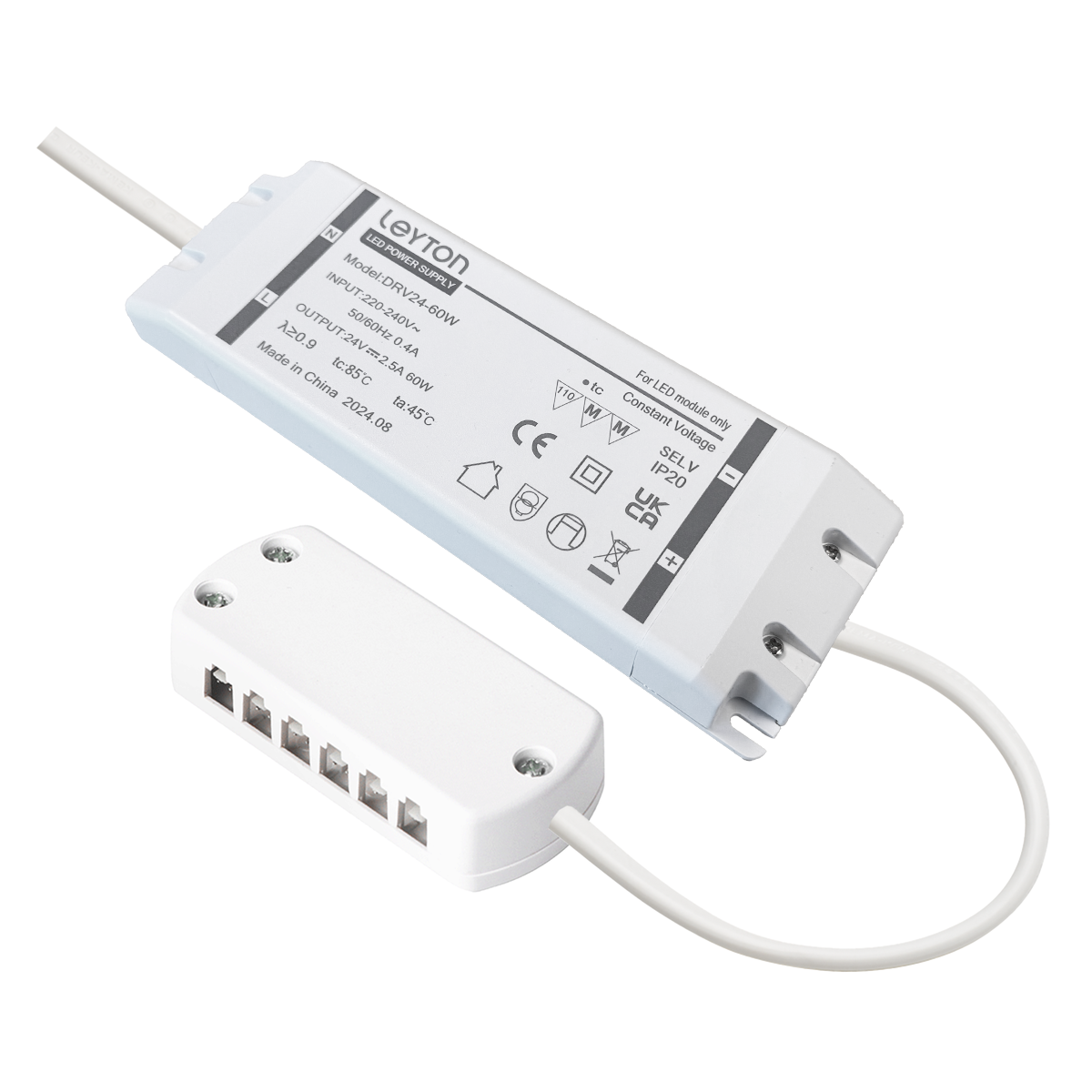 Compact LED Driver Power Supply for LED Tape | 24V 60W | JB6 Junction Block