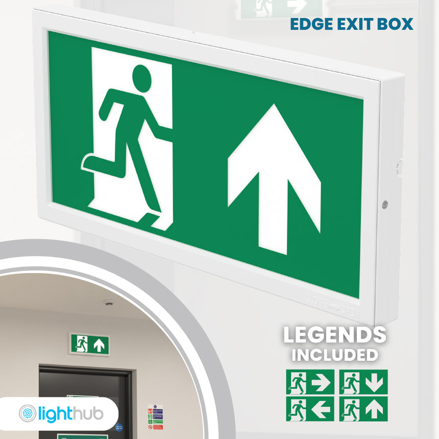 Fire Exit Sign Vinyl Signbox EDGE Fire Exit Box Slim Over Door LED Sign Light | 3hr Emergency ...