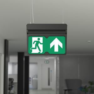 MULTI | Hanging Ceiling Surface Exit Running Man Sign Light | LED 3W 200lm | 4000K Neutral White | IP20 | 3hr Emergency | Black