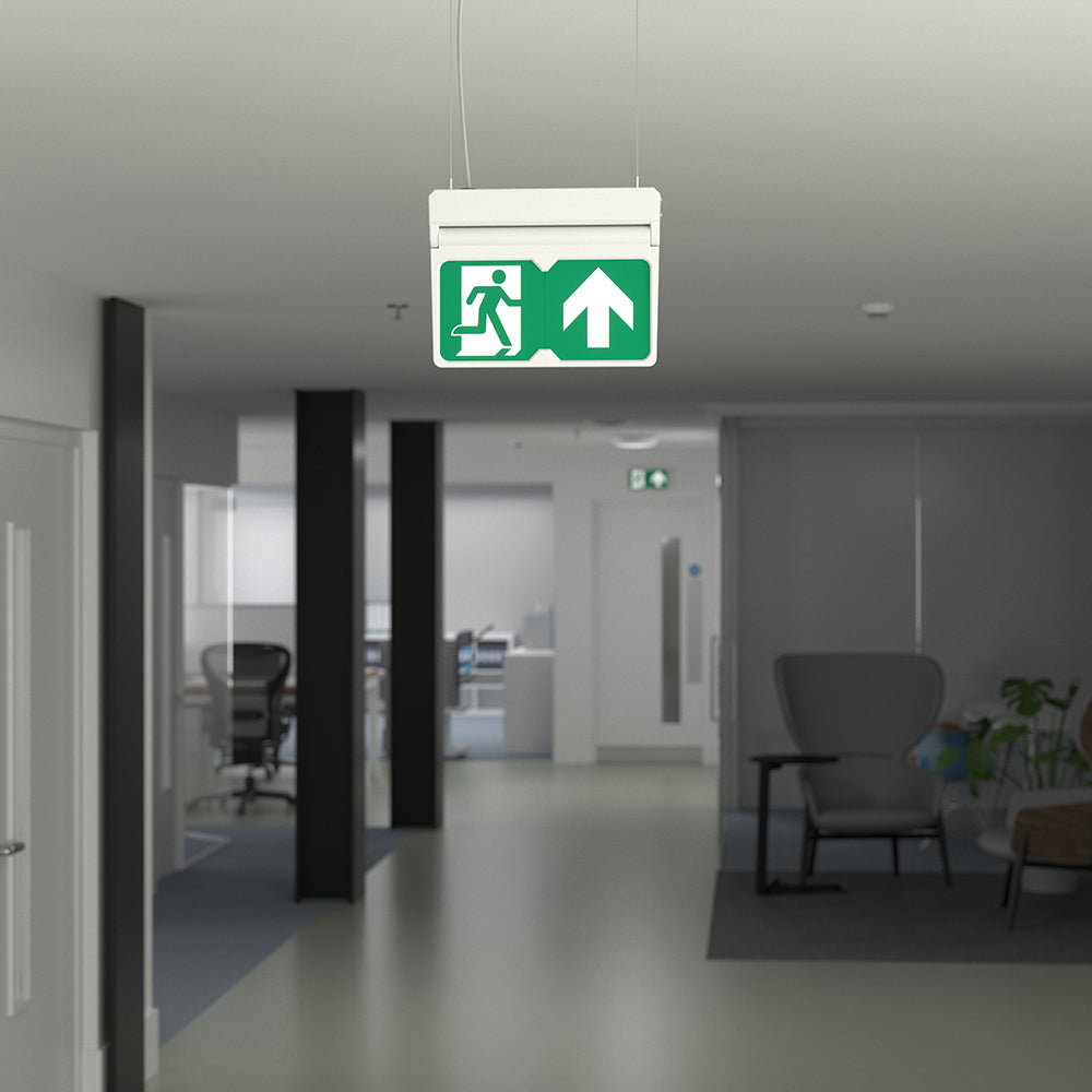 MULTI | Hanging Ceiling Surface Exit Running Man Sign Light | LED 3W 200lm | 4000K Neutral White | IP20 | 3hr Emergency | White