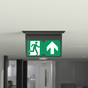 MULTI | Surface Ceiling Recessed Exit Running Man Sign Light | LED 3W 200lm | 4000K Neutral White | IP20 | 3hr Emergency | Black