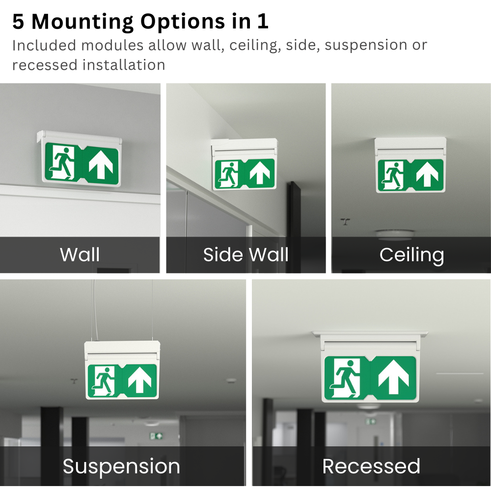 MULTI | Surface Wall / Ceiling Exit Running Man Sign Light | LED 3W 200lm | 4000K Neutral White | IP20 | 3hr Emergency | Black
