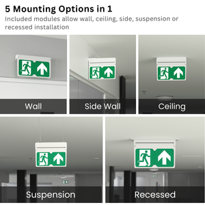 MULTI | Surface Wall / Ceiling Exit Running Man Sign Light | LED 3W 200lm | 4000K Neutral White | IP20 | 3hr Emergency | Black