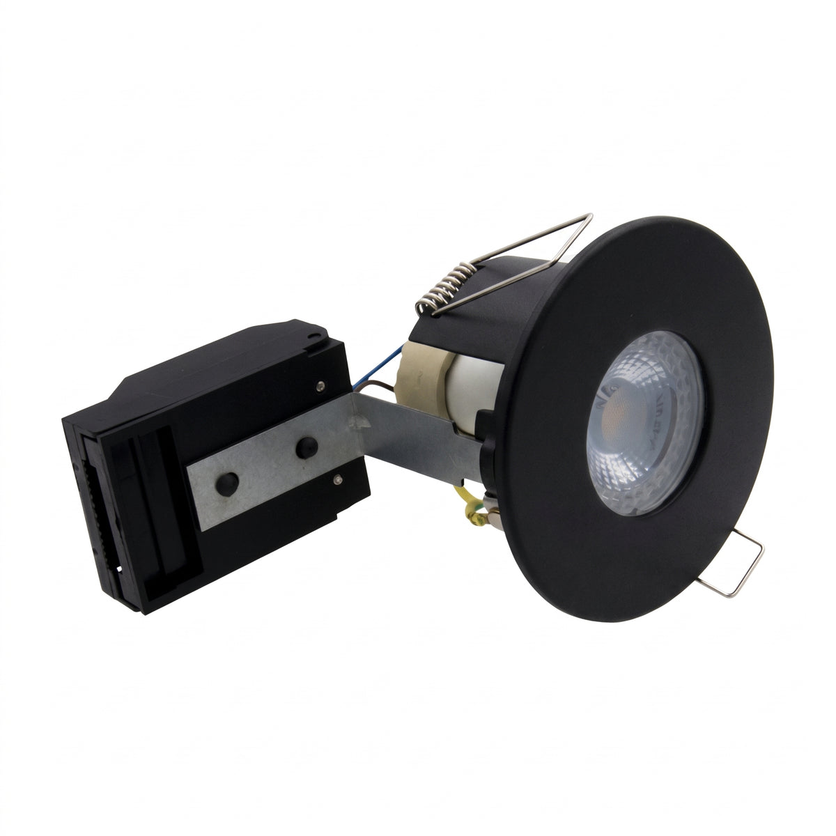 Black Shower Fire Rated GU10 Open Back Downlight | Pressed Steel | IP65 | 30-90 Min Rated