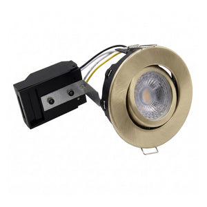ELD | GU10 Tilt Adjustable Fire Rated Downlight | 30/60/90 Min Fire Rated | IP20 | 75mm Cutout | Antique Brass