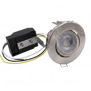 ELD | GU10 Tilt Adjustable Fire Rated Downlight | 30/60/90 Min Fire Rated | IP20 | 75mm Cutout | Brushed Nickel