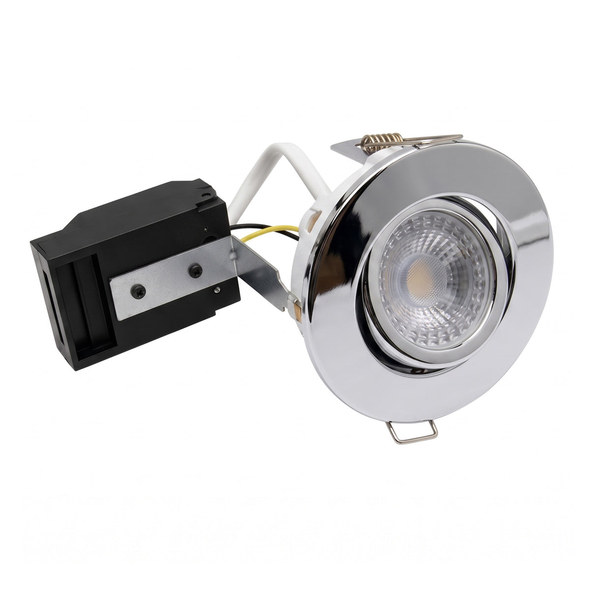 ELD | GU10 Tilt Adjustable Fire Rated Downlight | 30/60/90 Min Fire Rated | IP20 | 75mm Cutout | Chrome