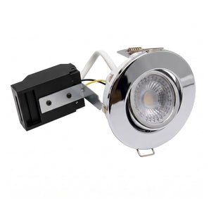ELD | GU10 Tilt Adjustable Fire Rated Downlight | 30/60/90 Min Fire Rated | IP20 | 75mm Cutout | Chrome