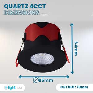 ONYX | Quad-Colour CCT | LED Fire Rated Downlight | Dimmable 7W 750lm | IP65 | Black