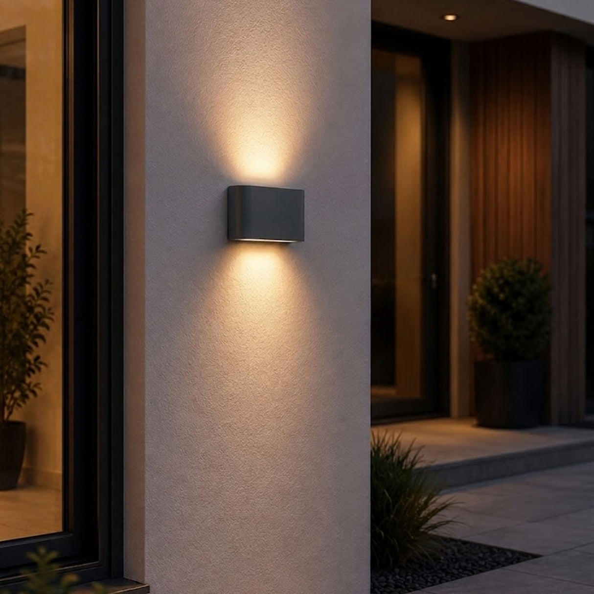 FELIX Up / Down Outdoor Aluminium Garden Porch Wall Light | LED | IP65 | Dark Grey