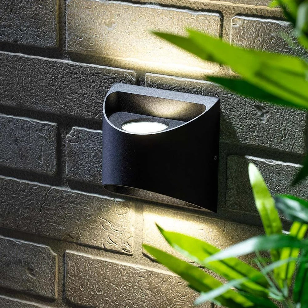 MANU Outdoor Curved Wall Up Down Light 8W LED IP54 Black | In Stock ...