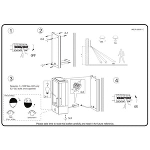 MINERVA | Outdoor Wall Porch Glass Box Lantern Light | E27 | IP44 | Anthracite | PIR Motion Sensor