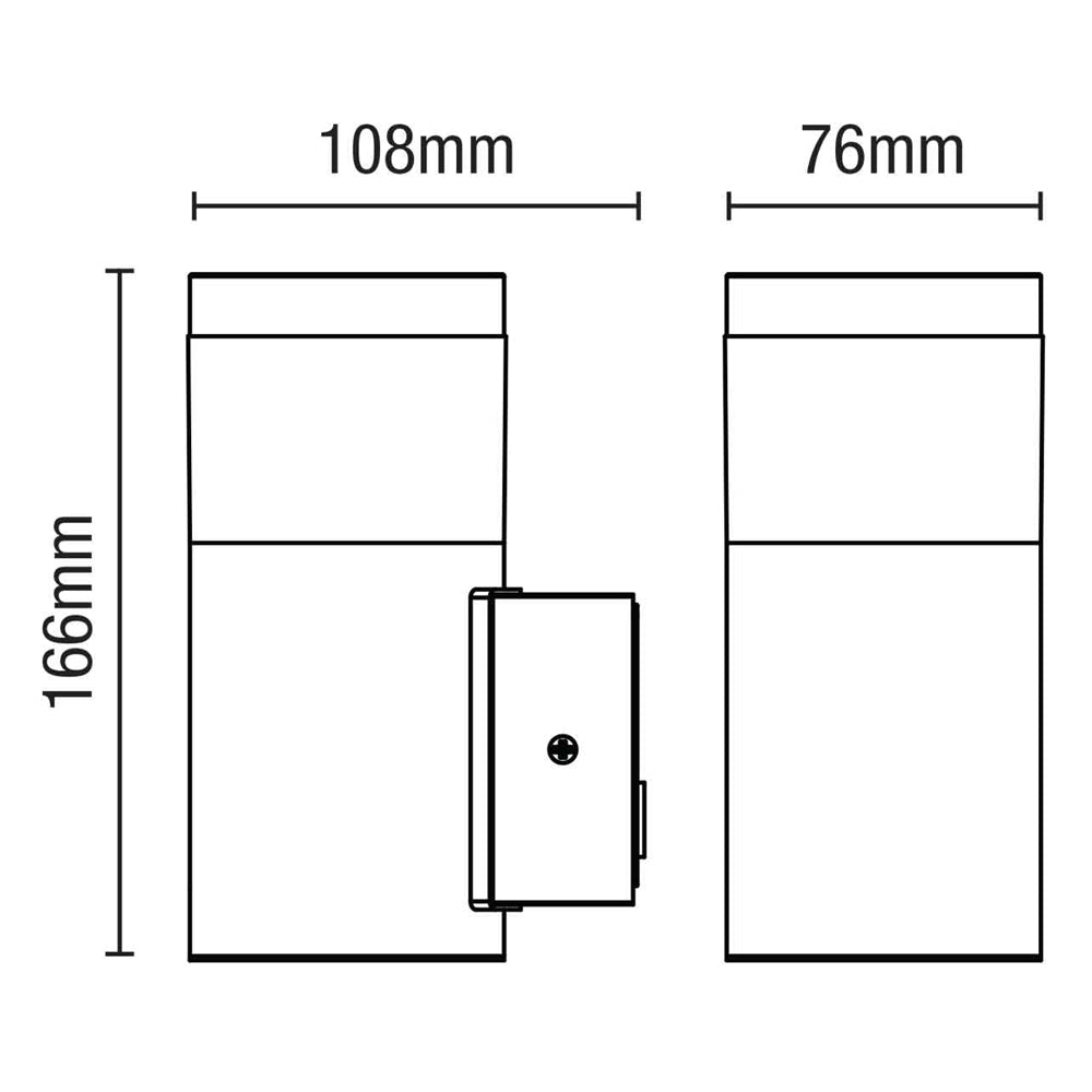 POLLUX | Outdoor Up Wall Lantern Cyclinder Spot Light | LED 4W | IP44 | Black
