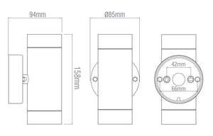 Technical drawing of a cylindrical component with dimensions labeled