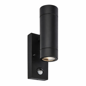 KEW Up / Down Outdoor Stainless Steel Garden Porch Wall Light | GU10 | IP44 | PIR Motion Sensor | Matte Black