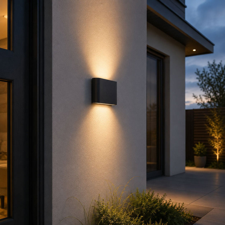 FELIX Up / Down Outdoor Aluminium Garden Porch Wall Light | LED | IP65 | Matte Black - LightHub Direct