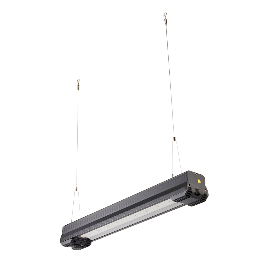 HELIOS Highbay Linear Industrial Ceiling Light for Warehouses & Commercial | LED 100W 14000lm | 4000K Neutral White | IP42 | Black