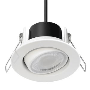 Fire Rated Dimmable Tilt Adjustable Downlight | LED 5W 480lm | 3000K Warm White | IP65 | White