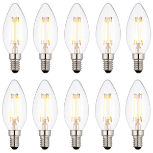 10 PACK - SES E14 Candle LED Bulb 2800K Warm White Dimmable 4W 400Lm