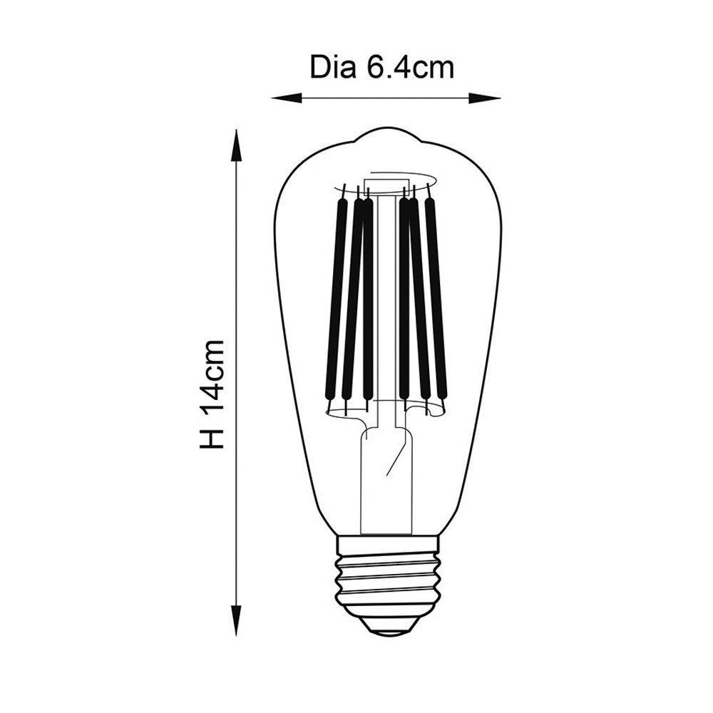 E27 (ES) ST64 LED Vintage Clear Decorative Bulb Dimmable | 6W 500Lm | 2000K Very Warm White
