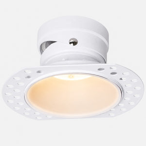 LIMA | Plaster-in Trimless Round | Fire Rated | Baffle Anti Glare Downlight | GU10 | Tilt Adjustable | White