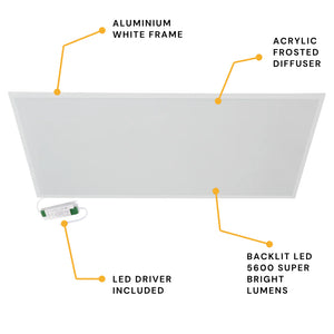 STRATUS PRO | LED 1200x600mm | TP(a) Rated Recessed Light Panels | 6000K | 40W 5600lm IP40 | Office Suspended Ceiling White
