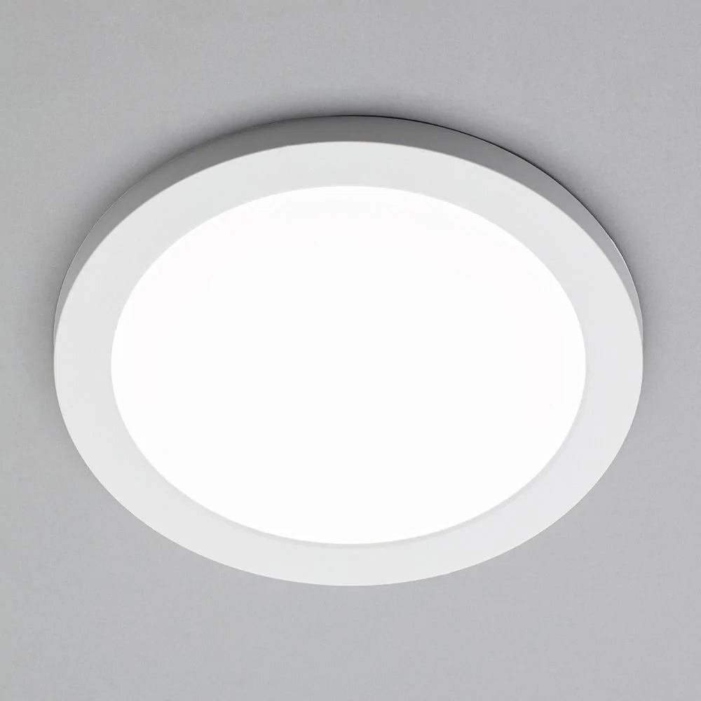 Adjustable Slim Flat Recessed / Surface Round Downlight Panel Light Fitting | LED 18W 1800lm | CCT Tri-Colour | IP44 | White