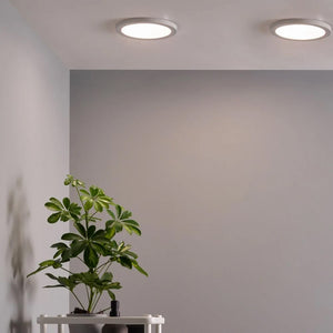 Adjustable Slim Flat Recessed / Surface Round Downlight Panel Light Fitting | LED 18W 1800lm | CCT Tri-Colour | IP44 | White