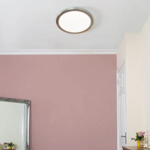 Adjustable Slim Flat Recessed / Surface Round Downlight Panel Light Fitting | LED 24W 2400lm | CCT Tri-Colour | IP44 | Satin Nickel