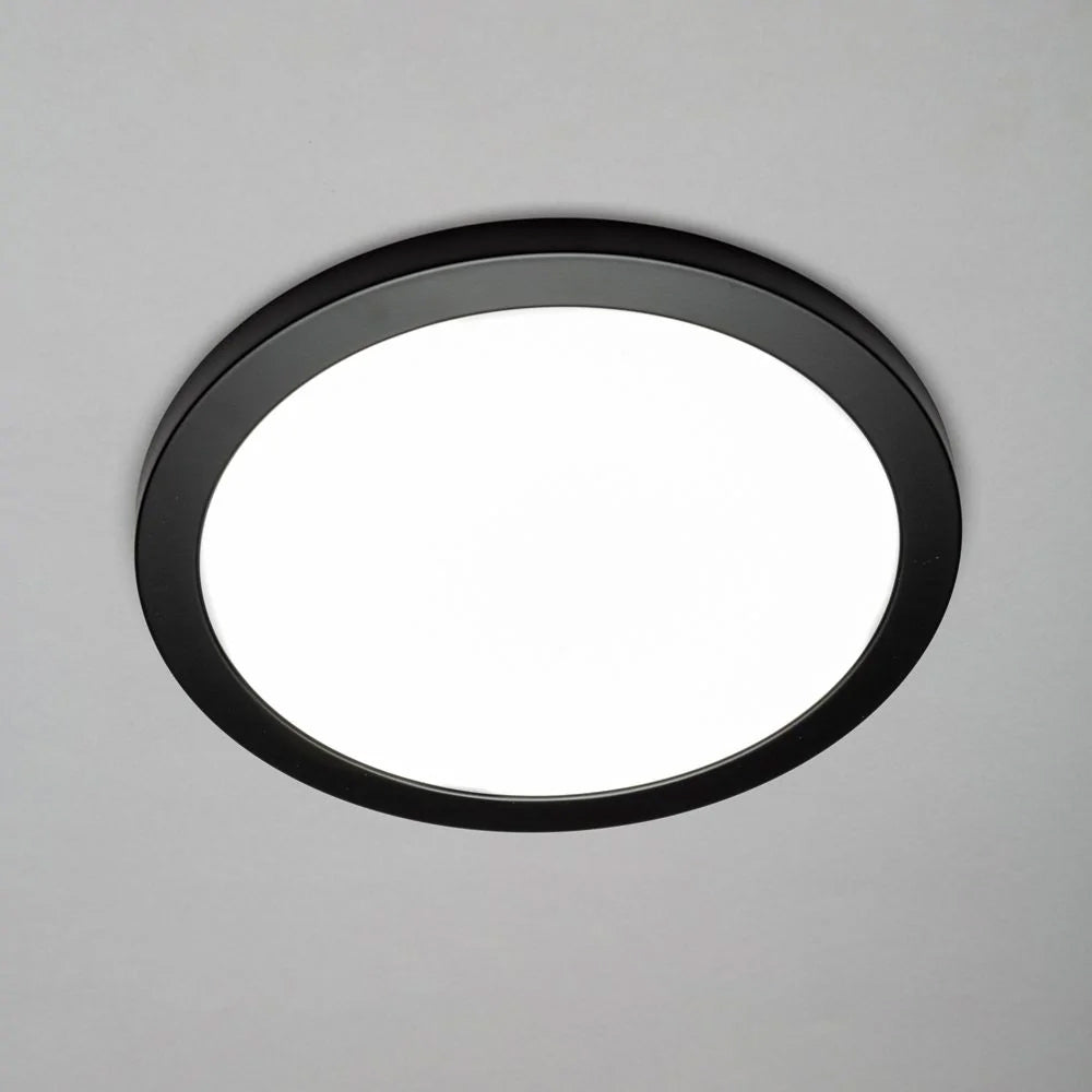 Adjustable Slim Flat Recessed / Surface Round Downlight Panel Light Fitting | LED 24W 2400lm | CCT Tri-Colour | IP44 | Black