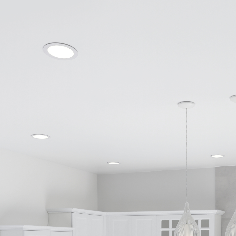 Dimmable Slim Flat Recessed Round Downlight Panel Light Fitting | LED 18W 1600lm | CCT Tri-Colour | IP44 | White