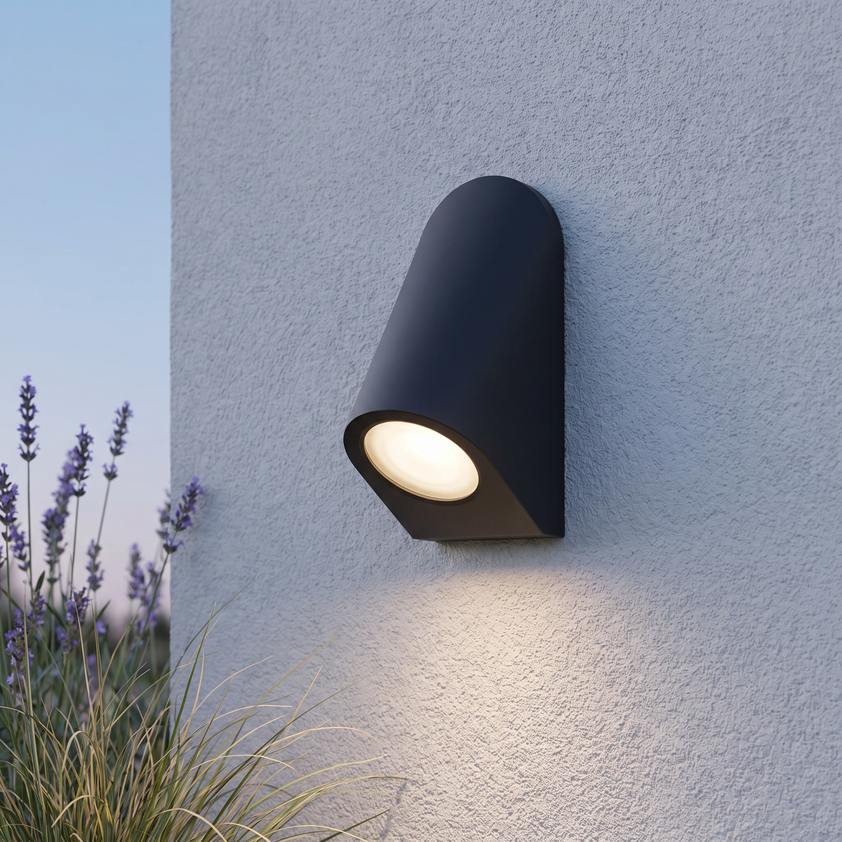 ZEVO Wedge Outdoor Down Wall Light | GU10 | IP44 | Black