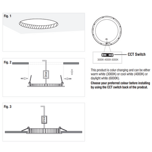 Dimmable Slim Flat Recessed Round Downlight Panel Light Fitting | LED 18W 1600lm | CCT Tri-Colour | IP44 | White