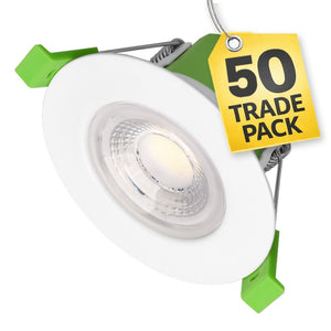STRATA 5 | Tri-Colour CCT | LED Fire Rated Downlight | Dimmable 6W 655lm | IP65 | White | TRADE 50 Pack