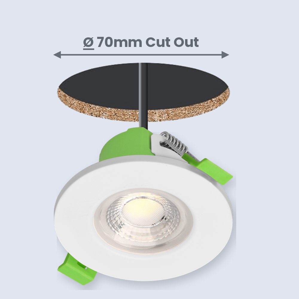 STRATA 5 | Tri-Colour CCT | LED Fire Rated Downlight | Dimmable 6W 655lm | IP65 | White | TRADE 50 Pack