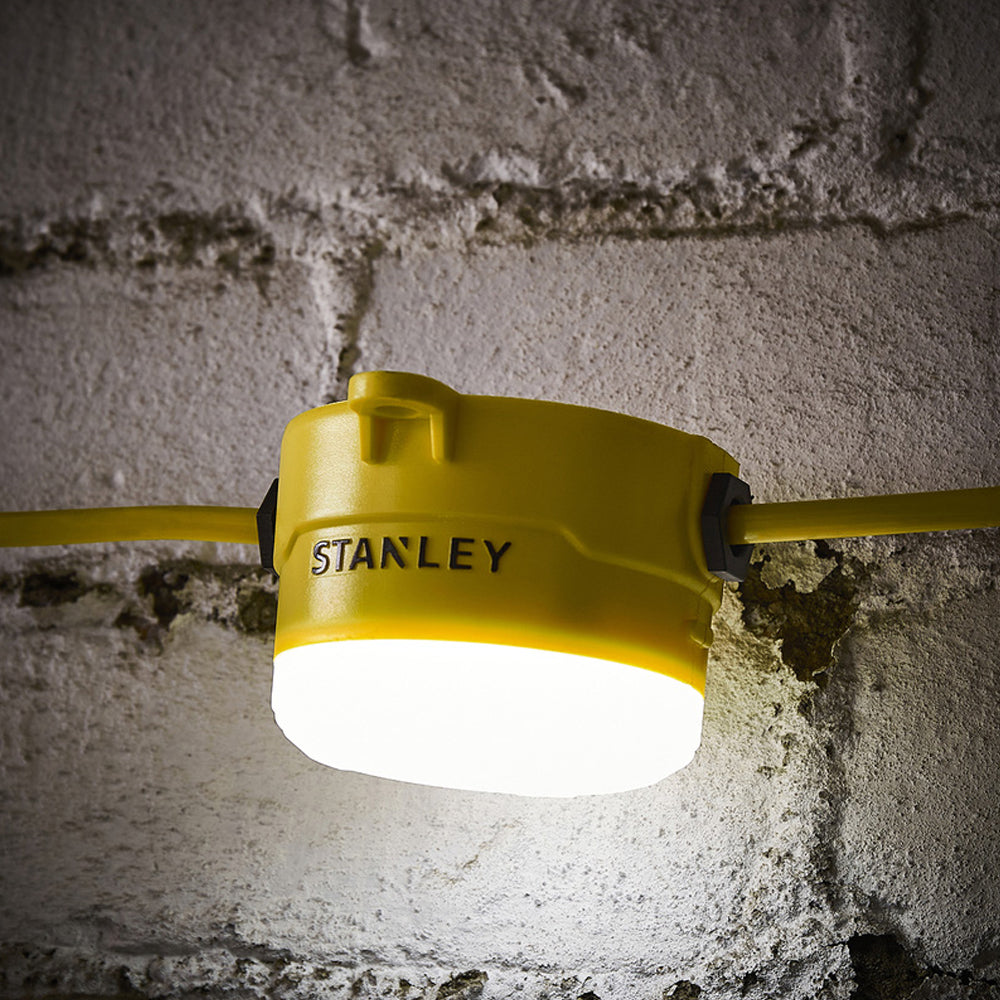 110V 22m LED Festoon Work Light String | 6400lm 6500K | Durable Outdoor Lighting for Construction Sites | Yellow